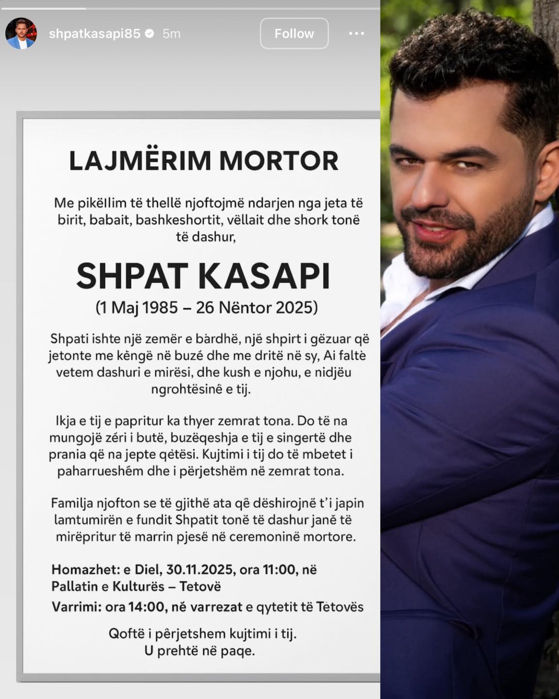 Lajmerim mortor per Shpat Kasapin - Portali shqiptari